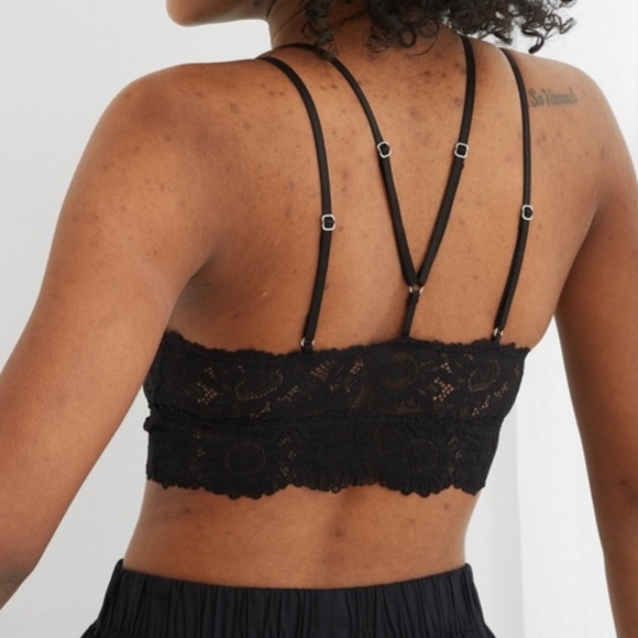 Aerie ANYTIME Sunflower Lace Padded Plunge Bralette - Black - Picture 4 of 8